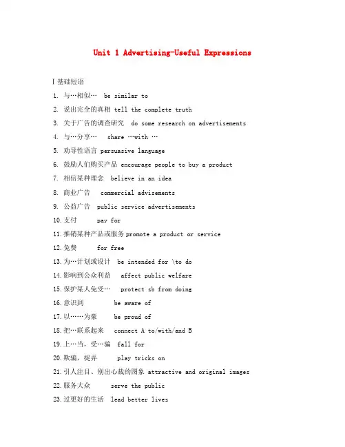 高中英语必修4Unit 1 Advertising-Useful Expressions
