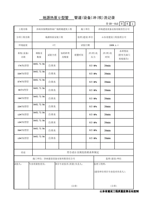 管道冲洗记录