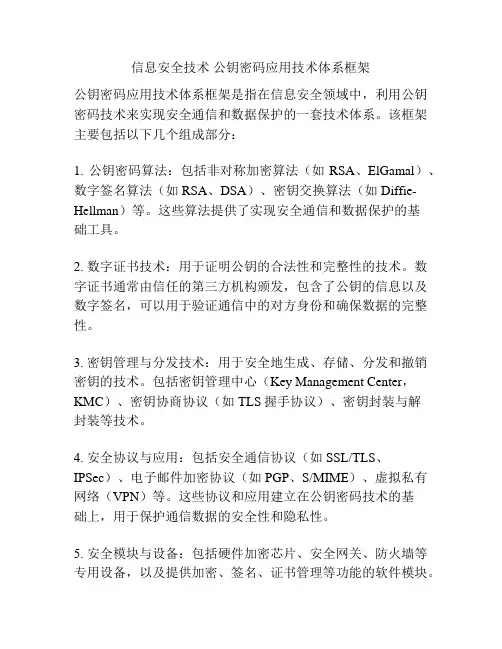 信息安全技术 公钥密码应用技术体系框架