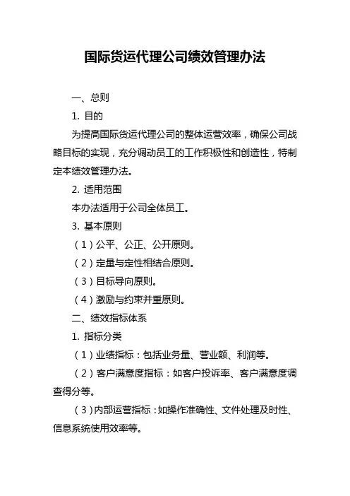 国际货运代理公司绩效管理办法