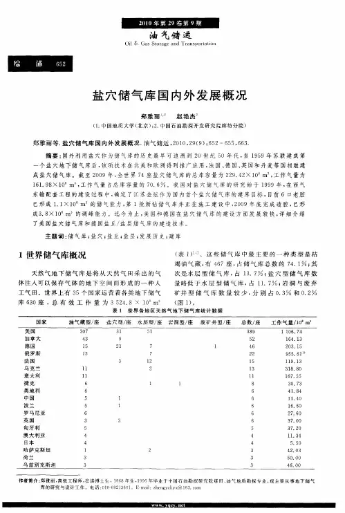 盐穴储气库国内外发展概况