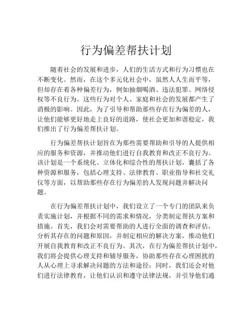 行为偏差帮扶计划