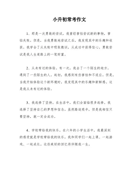 小升初常考作文