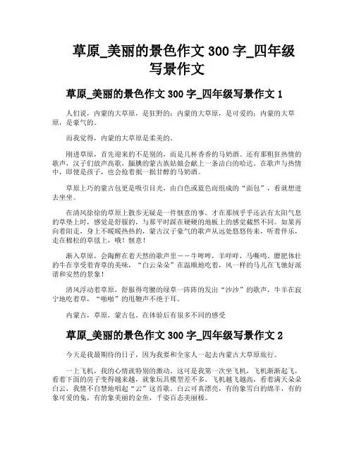 草原美丽的景色作文300字四年级写景作文