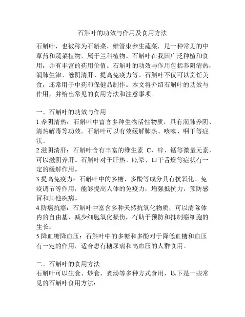 石斛叶的功效与作用及食用方法