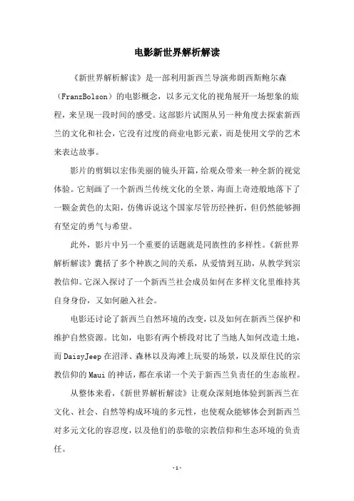 电影新世界解析解读