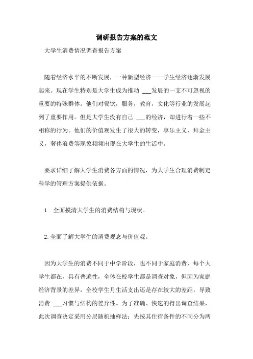 2021年调研报告方案的范文