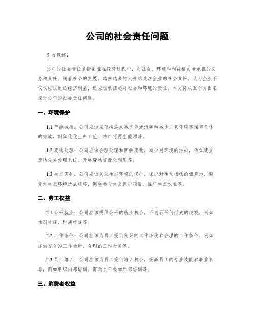 公司的社会责任问题