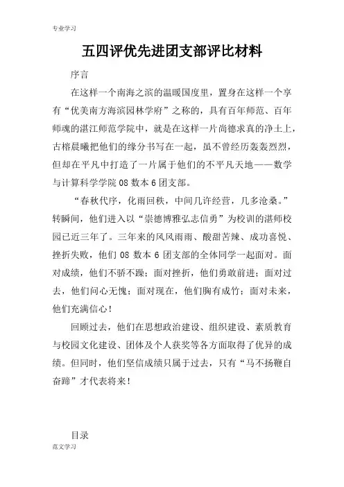 【教育学习文章】五四评优先进团支部评比材料