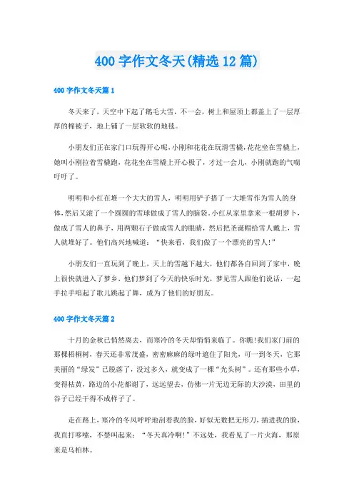 400字作文冬天(精选12篇)