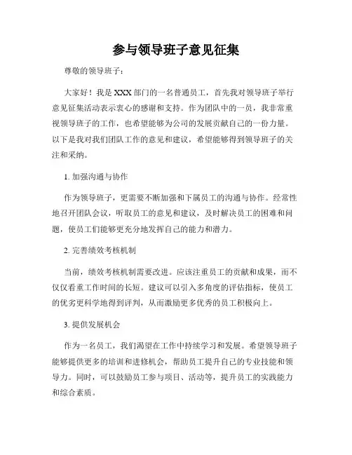 参与领导班子意见征集