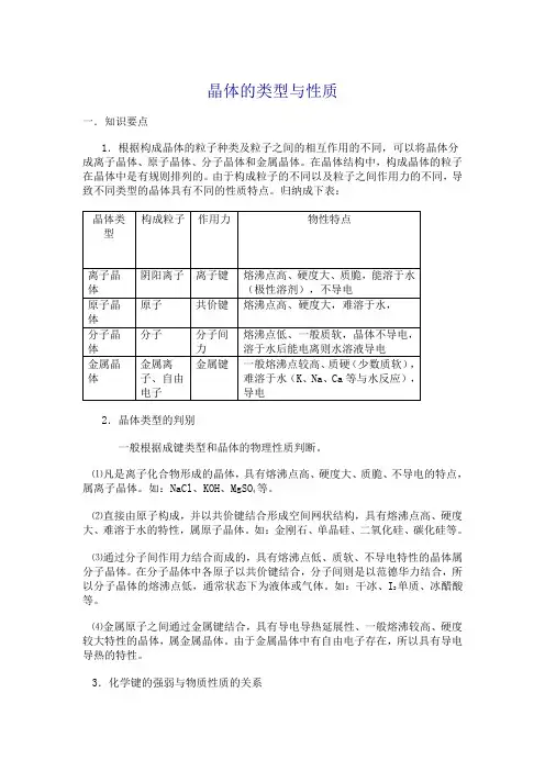 晶体的类型与性质
