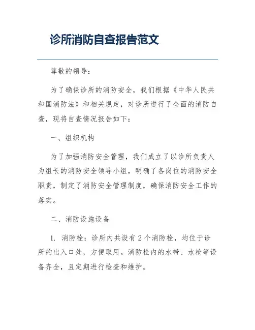 诊所消防自查报告范文