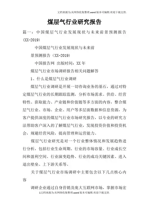 煤层气行业研究报告