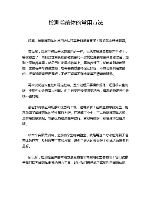 检测噬菌体的常用方法