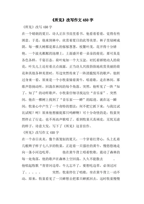 《所见》改写作文450字