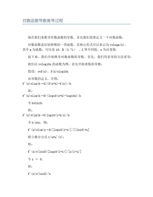 对数函数导数推导过程