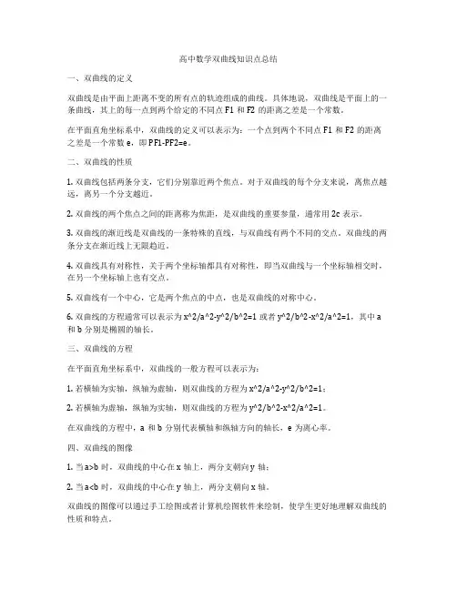 高中数学双曲线知识点总结