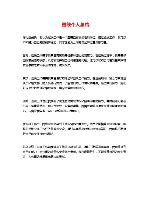 巡线个人总结