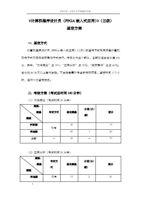 计算机程序设计员FPGA嵌入式应用三级