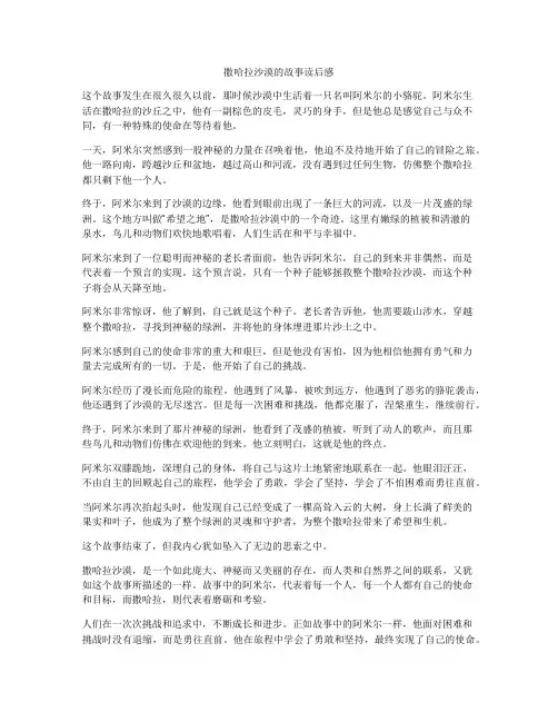 撒哈拉沙漠的故事读后感