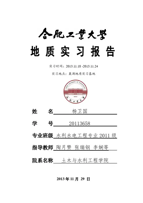 巢湖地质实习报告 合肥工业大学