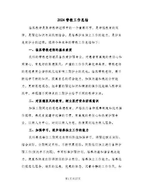 2024带教工作总结(4篇)