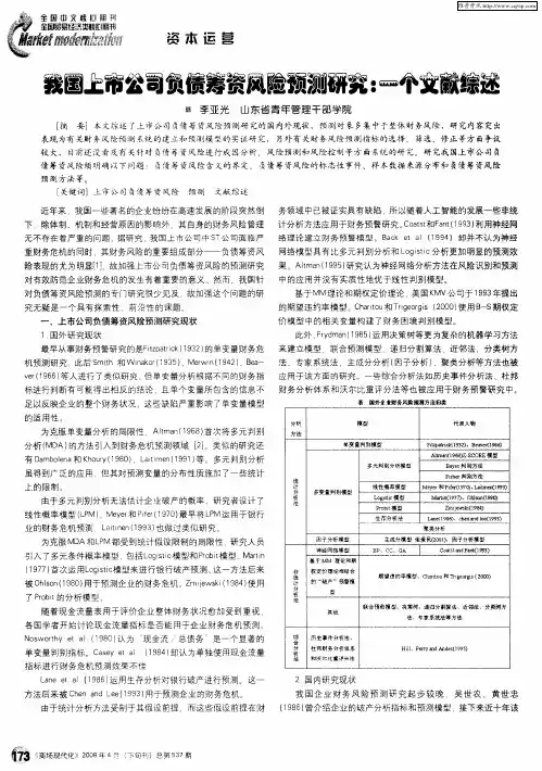 我国上市公司负债筹资风险预测研究：一个文献综述