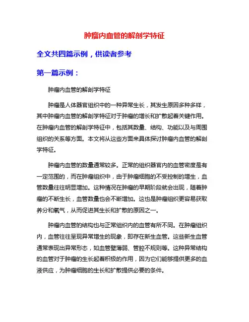 肿瘤内血管的解剖学特征