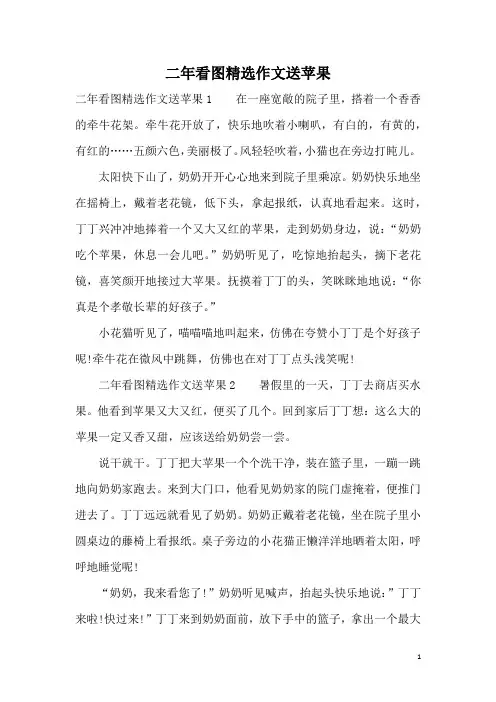 二年看图精选作文送苹果