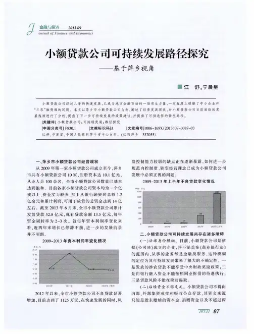 小额贷款公司可持续发展路径探究——基于萍乡视角