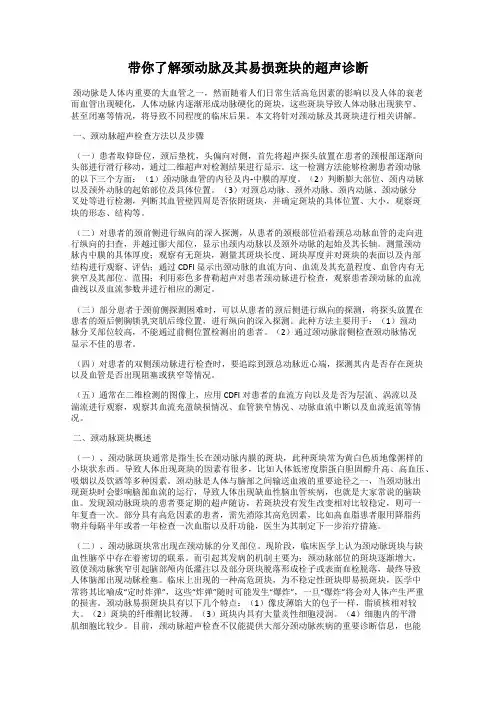 带你了解颈动脉及其易损斑块的超声诊断