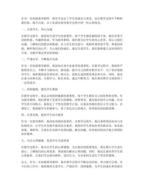 初级指导教师心得体会