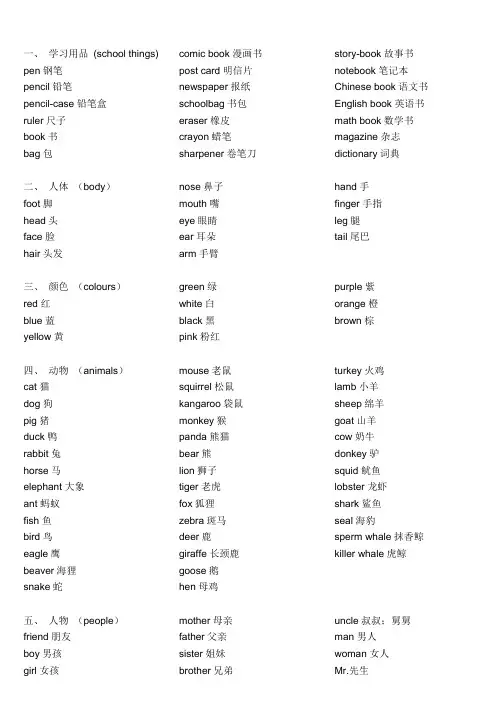 (word完整版)分类英语单词大全精心整理版,推荐文档