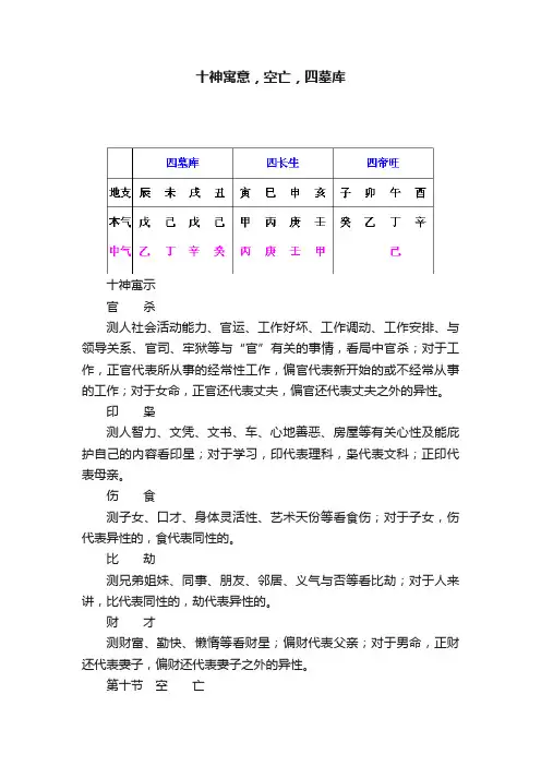 十神寓意，空亡，四墓库