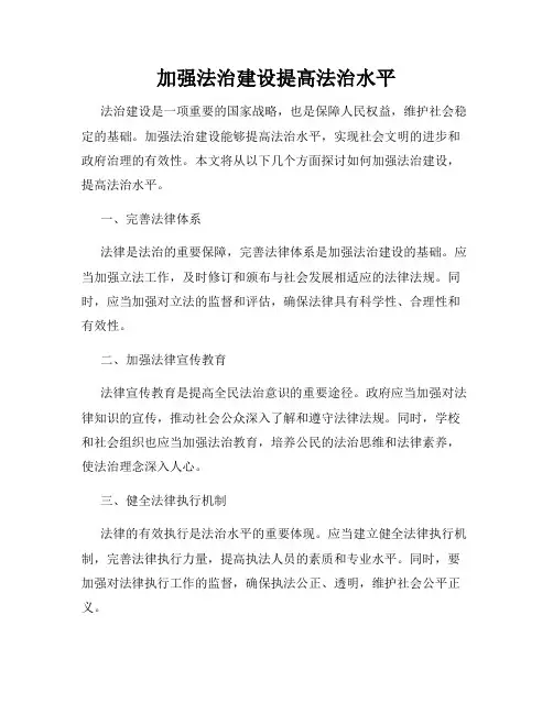 加强法治建设提高法治水平