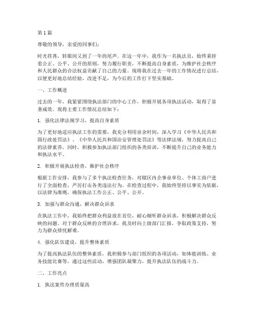 执法员年度个人总结(3篇)