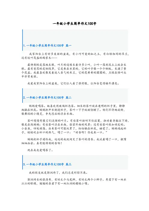 一年级小学生简单作文100字