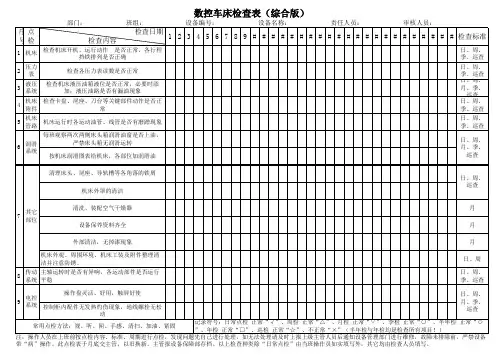 数控车床日检、周检、季检等综合表