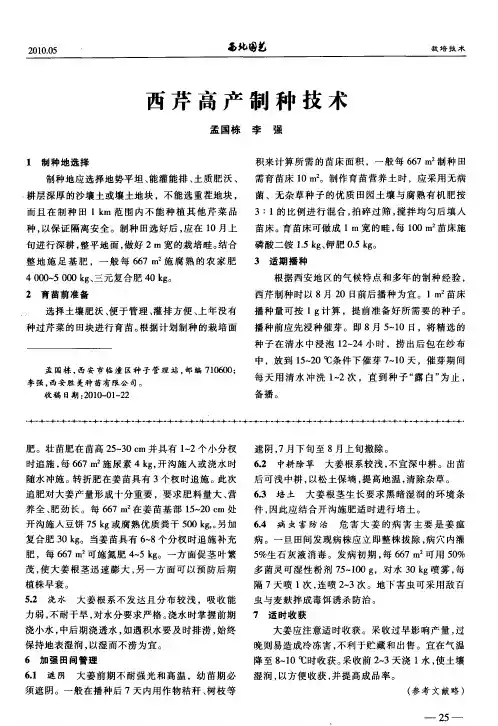 西芹高产制种技术