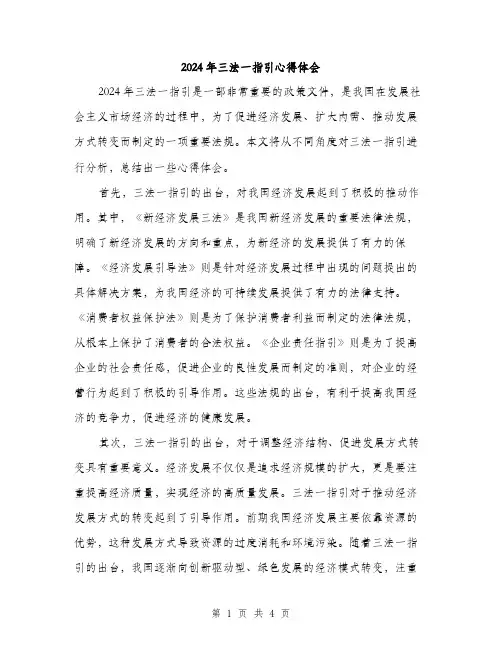 2024年三法一指引心得体会(2篇)
