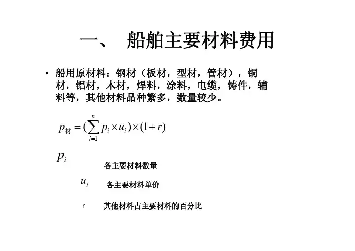 船舶主要材料费用计算公式