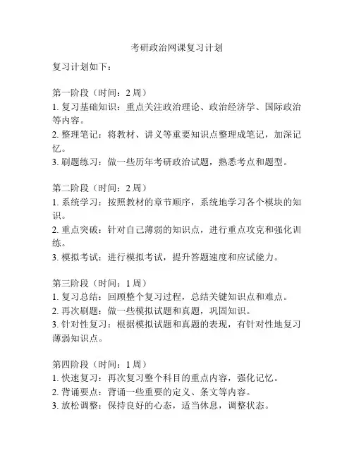 考研政治网课复习计划