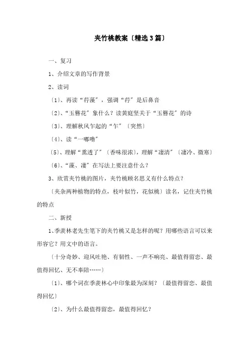 夹竹桃教案精选