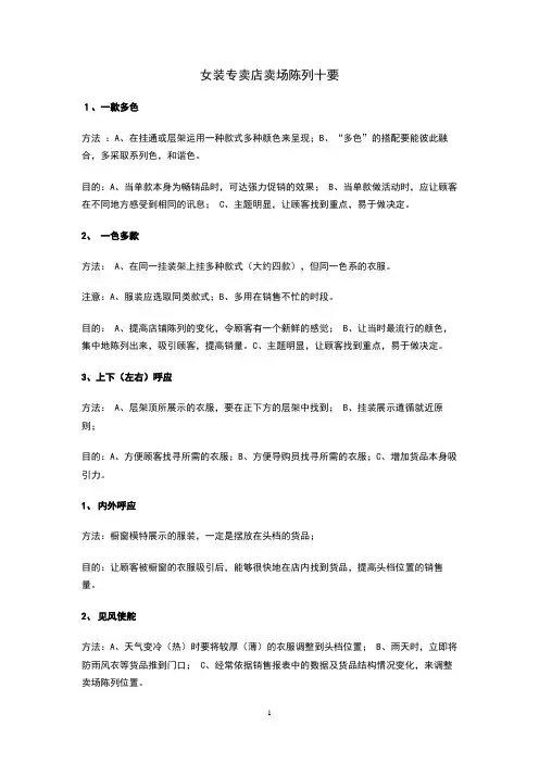 女装专卖店卖场陈列十要
