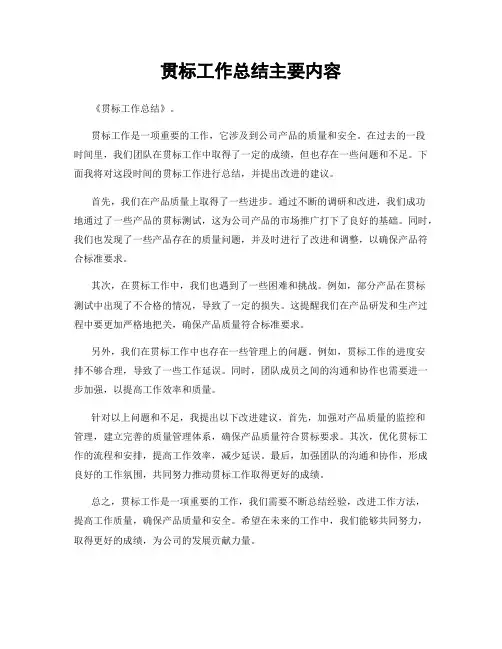 贯标工作总结主要内容