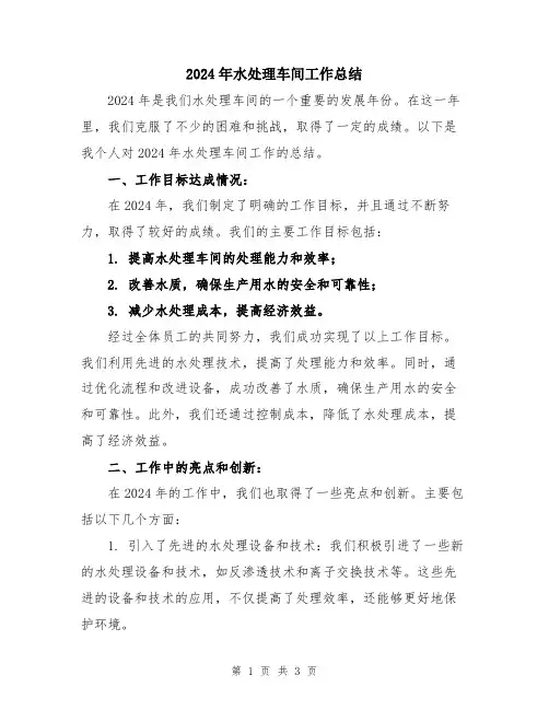 2024年水处理车间工作总结