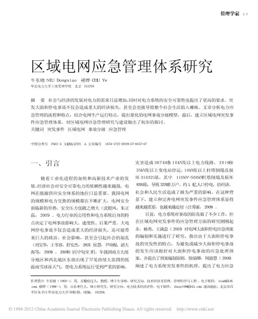 区域电网应急管理体系研究