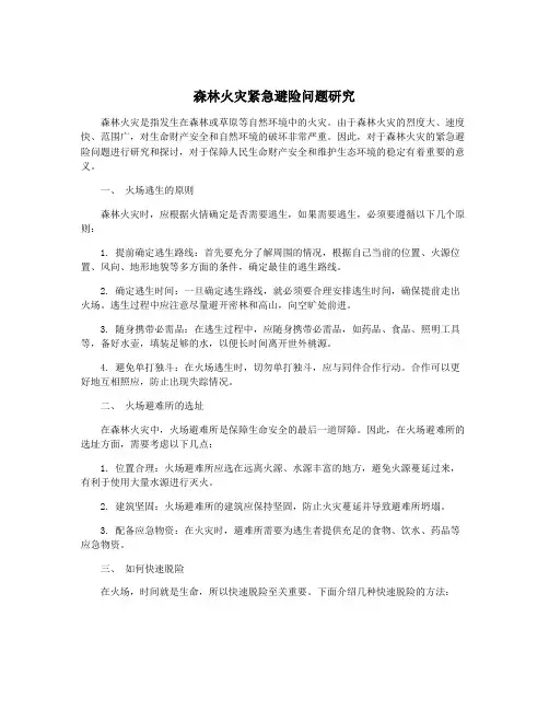 森林火灾紧急避险问题研究
