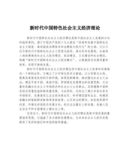 新时代中国特色社会主义经济理论